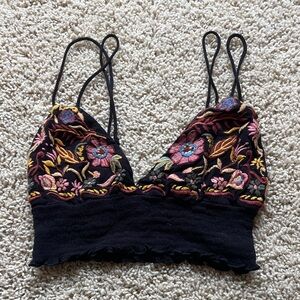 Black Embroidered Floral Bralette